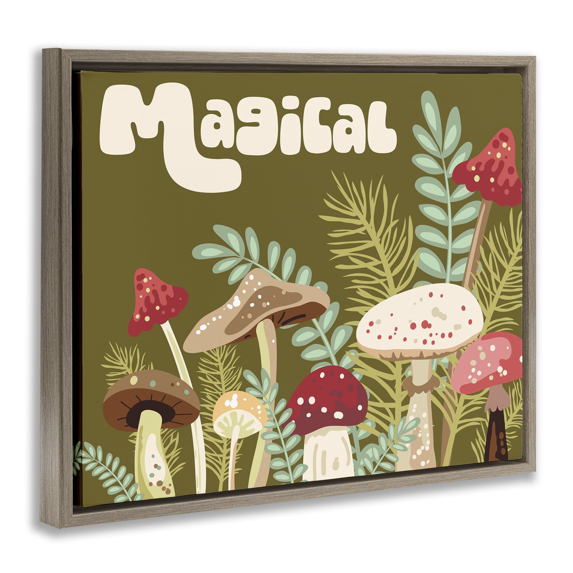 Stupell Industries Magical Botanical Mushrooms Botanical & Floral Painting Brown Floater Framed Art Print Wall Art, 21 x 17