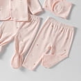 thumbnail image 6 of CAUYDY Preemie Girls Outfits Newborn Boys Fall Winter Clothes Baby Layette Long Sleeve Shirt Warm Hat 2Pants Bib 5Pcs Cotton Set for Unisex Infant Sizes 0-3 Months,Pink, 6 of 6