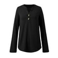 thumbnail image 5 of Fall Shirts for Women 2025 Long Sleeve V-Neck Button Casual Loose Tshirt Shirt Blouse Womens Fall Tops, 5 of 8