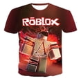 thumbnail image 1 of ROBLOX-Camiseta de empalme con estampado de dibujos animados para niños, Camiseta deportiva con cuello redondo, Tops de manga corta alta, 3D, Verano, 1 of 4