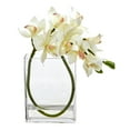thumbnail image 2 of Nearly Natural Cymbidium Orchid Artificial in Glass Vase, White, 2 of 2
