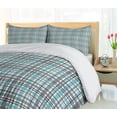 thumbnail image 5 of Ambesonne Teal Stripe Duvet Cover Set, Continuing Plaid Design, 2-Calking, Seafoam Grey White, 5 of 7