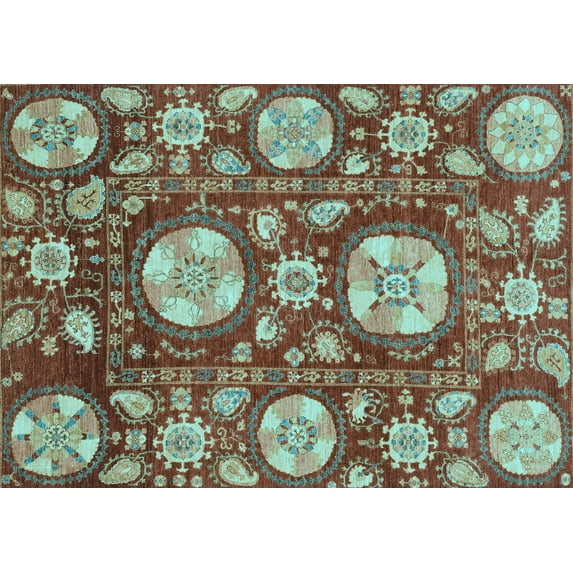 Ahgly Company Indoor Rectangle Abstract Light Blue Modern Area Rugs, 5' x 8'