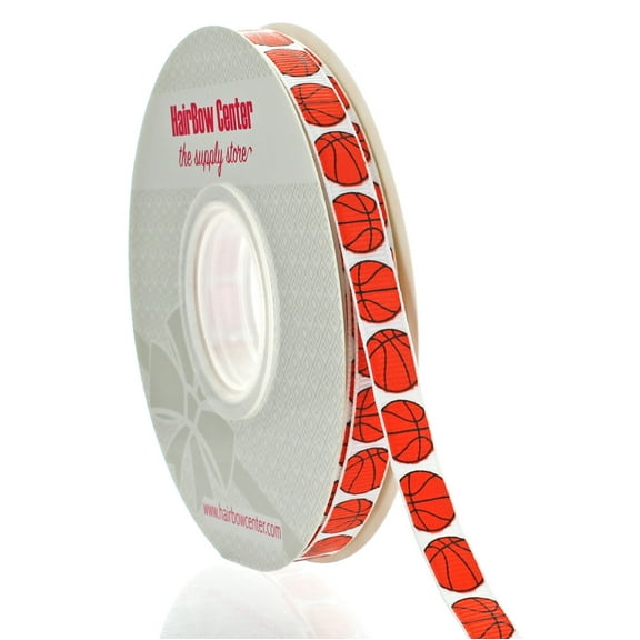 3/8" Basketball Grosgrain Ribbon 100 Yard