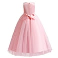 thumbnail image 2 of IBTOM CASTLE Little Big Girls Flower Tulle Dress Princess Pageant Birthday Party Wedding Formal Floor Length Long Dance Evening Maxi Gown 9-10 Years Peach Pink, 2 of 8