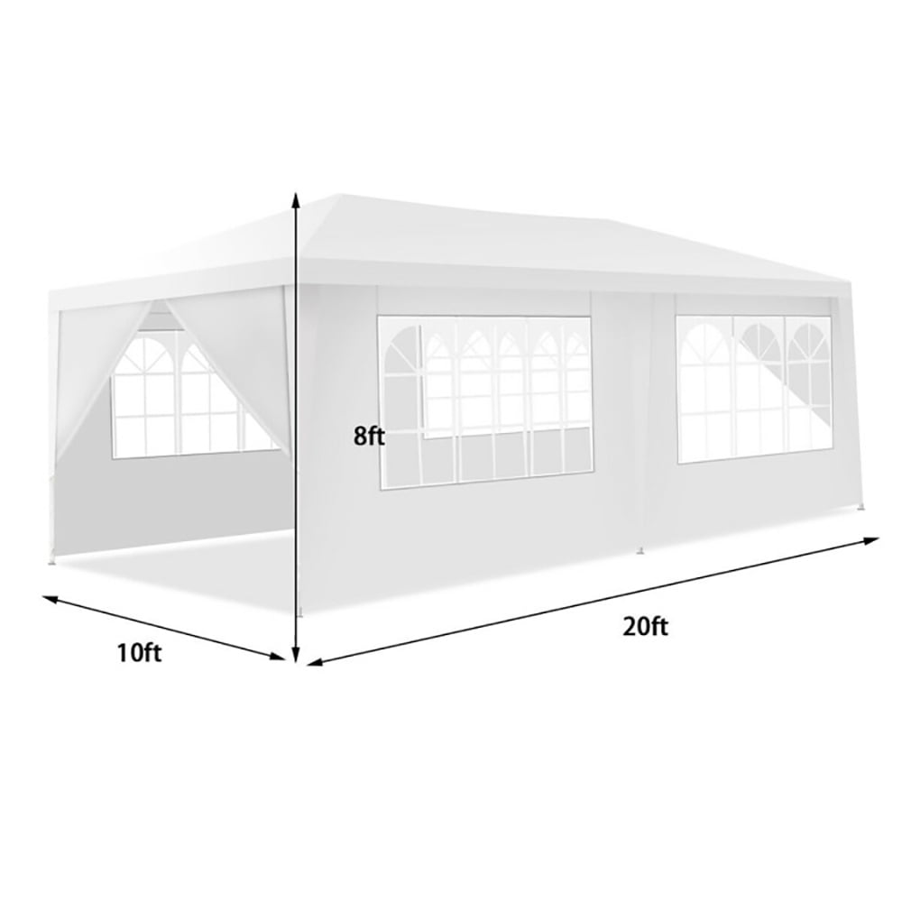 Aimee Lii 10 x 20 Feet 6 Sidewalls Canopy Tent with Carry Bag, Backyard Canopy Gazebo for Party Wedding BBQ Events, White