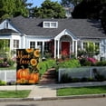 thumbnail image 5 of PHYHOO Fall Welcome Garden Flag, Pumpkin Sunflowers Black Double Sided Decorative Flag for Outside Yard Lawn Outdoor Decoration White, 5 of 6