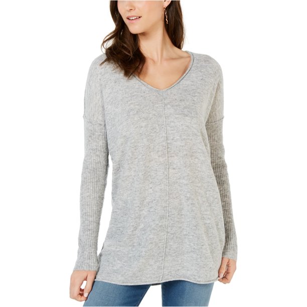 INC Suéter tipo túnica con costura central para mujer, gris, mediano I-N-C Sayo