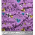 thumbnail image 1 of Soimoi Purple Rayon Fabric Heart & I Love You Text Printed Craft Fabric by the Yard 42 Inch Wide, 1 of 1