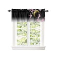 thumbnail image 2 of Kitchen Cafe Valance Curtain for Small Windows,Japanese Cherry Blossom Flower Rod Pocket Short Valances Pink Floral and Moon on Black Window Treatment Panel for Living Room/Bedroom/Bathroom,42x12in, 2 of 9
