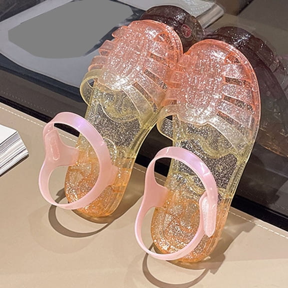 FSYBOA Girls Jelly Sandals, Platform Casual Closed Toe Non-Slip Kids Summer Shoes Orange Size 8(Little Kids)