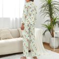 thumbnail image 3 of Top-kevin Womens Pajamas Set Christmas Bows And Stars Pattern Soft Long Sleeve Sleepwear Button Down Sets, 3 of 12