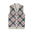thumbnail image 6 of Resicozy Mens Plaid Sweater Vests V-Neck Sleeveless Fashion Casual Cardigan Vest Fall Winter Tank Tops Light Gray L, 6 of 7