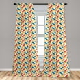 thumbnail image 5 of Ambesonne Retro Curtains, Diagonally Striped Squares, Pair of 28"x84", Marigold Scarlet, 5 of 5