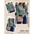 thumbnail image 7 of NFTOEIULA Women Crew Neck Buttons Puff Long Sleeve Tunic Shirt, 7 of 7