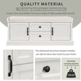 thumbnail image 3 of Storage Bench with 2 Drawers and 2 Cabinets, Solid Wood Shoe Bench with Velvet Removable Cushion, Classic Style Multifunctional Entryway Bench Storage Organizer for Living Room, White, 3 of 7