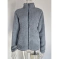 thumbnail image 4 of Yokua Women's Winter Fleece Jacket Plush Faux Fur Zipper Long Sleeve Stand Collar Coat with Pockets, 4 of 8