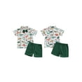 thumbnail image 2 of vera natura Baby Kids Boys Shorts Set, Short Sleeve Animal Print Bow Tie Shirt with Shorts Toddler Set Summer Outfit, 2 of 9
