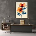 thumbnail image 5 of Mudket Orange and Blue Flower Canvas Wall Art, Framed Ready to Hang, Modern Botanical Print, Elegant Wall Decor for Bedroom Bathroom - 12"L x 8"W, 5 of 10