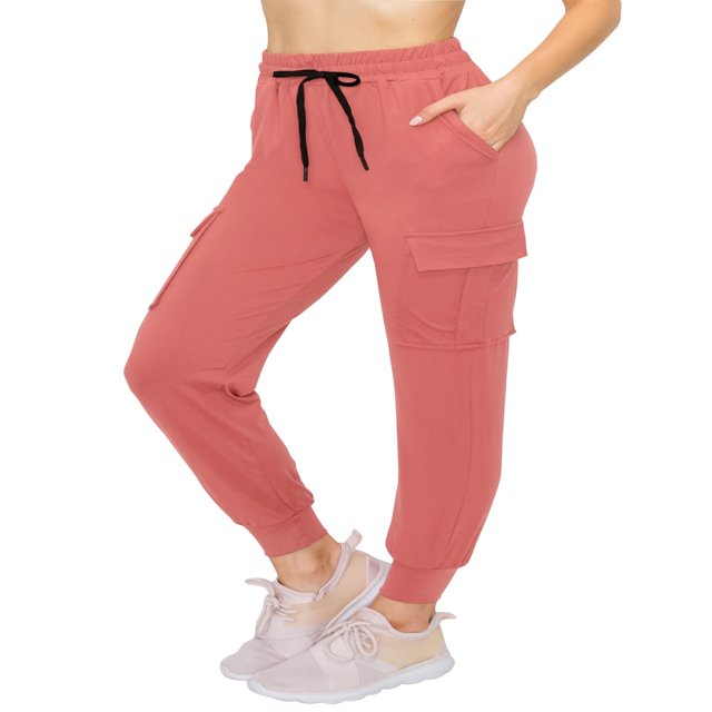 CHOK Pantalon Cargo Jogger Décontracté Super Doux pour Femmes Noir G