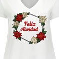 thumbnail image 4 of Inktastic Feliz Navidad Poinsettia Women's Plus Size V-Neck T-Shirt, 4 of 5