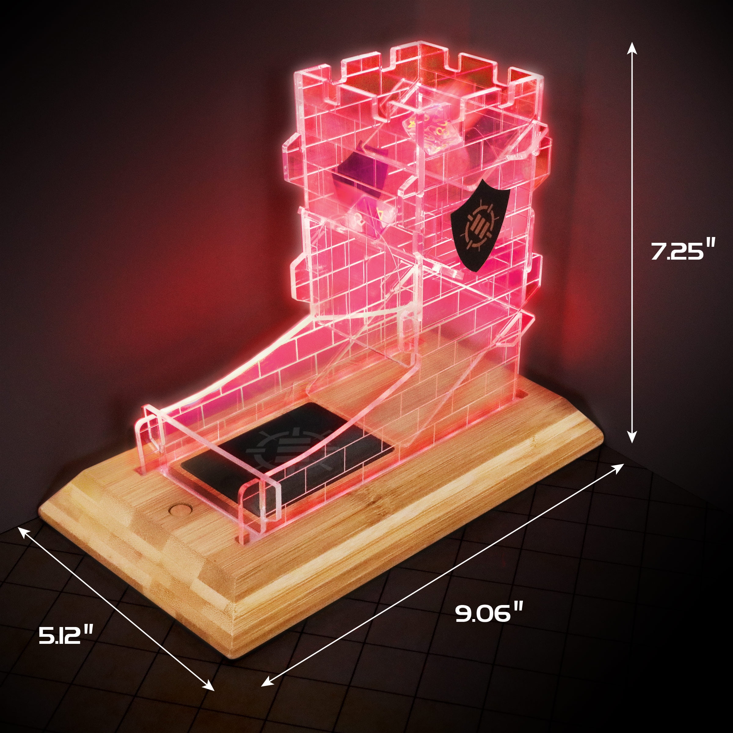 Tabletop LED Dice Tower with 7pc Dice Set