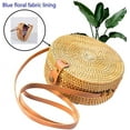 thumbnail image 2 of NAMZI Handwoven Round Rattan Straw Bag for Women Shoulder Leather Button Straps Natural Chic Handmade Boho Bag Bali Purse, 2 of 5