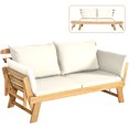 thumbnail image 4 of Topbuy Outdoor Folding Daybed Patio Acacia Wood Convertible Couch Sofa Bed White, 4 of 7