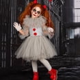 thumbnail image 1 of Pennywise Kids Girls Clowns Halloween Party Cosplay Costume Dress + Gloves + Hair Clip Set zhangyuxiang LED, 1 of 2