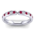 thumbnail image 2 of Diamond-Capitals 0.30 Carat Round Cut Natural Diamond Red Ruby Gemstone Wedding Eternity Band for Ladies Solid 14K White Gold Size 4, 2 of 8