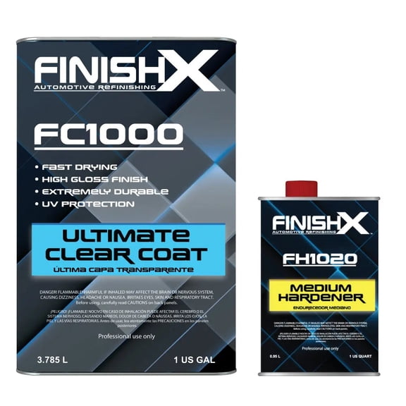 FinishX Automotive Refinishing Ultimate Clear Coat (FC1000 - 1 Gallon) 4:1 Kit with Medium Activator/Hardener FH1020 - 1 quart