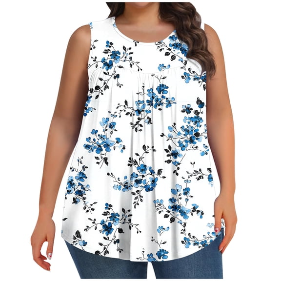 Cilsoka Plus Size Tank Tops for Women Summer Sleeveless Scoop Neck T-Shirts Tops Casual Tees Tunics Shirts ,Cotton Tank Top Women V Neck