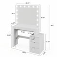 thumbnail image 5 of Boahaus Aurora Modern Vanity Table, White Finish, Light Bulbs, for Bedroom, 5 of 11