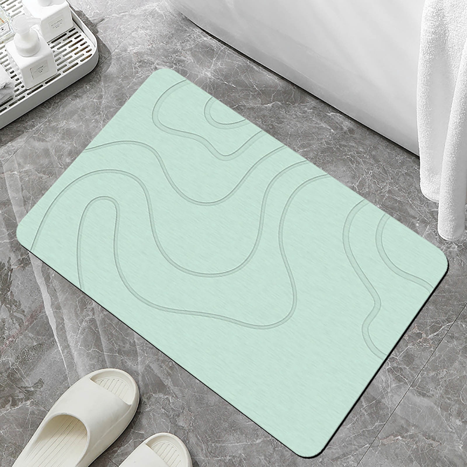Diatomite Bath Mat - Super Absorbent Stone Shower Mat, Non- Quick Dry Bathroom Floor Mat - Eco-Friendly Diatomaceous Earth Design
