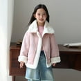 thumbnail image 2 of TEAJOPSUU Kids Sherpa Fleece Lined Jacket Winter Thickened Warm Flip Collar Casual Jacket Cozy Long Sleeve Cold Weather Outwear E-Pink, 2 of 9