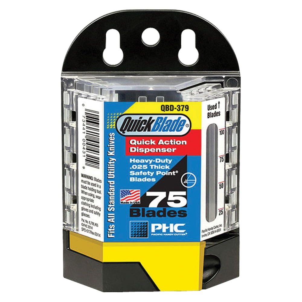 Quickblade Blade Dispenser Black/Clear 75 Blades/Case KN142 Walmart