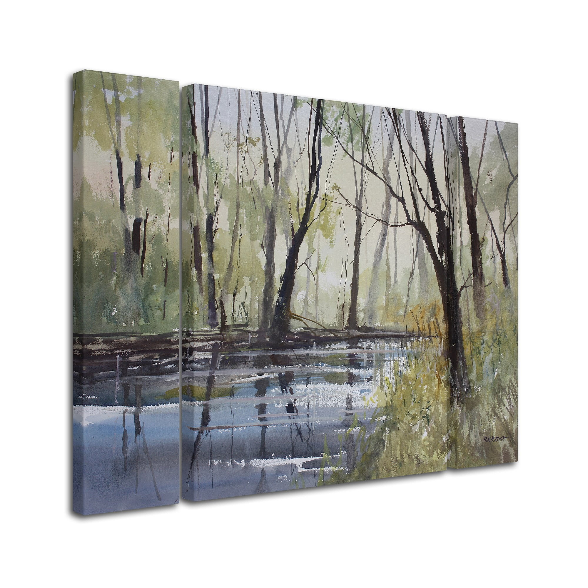 Trademark Fine Art "Pine River Reflections" Canvas Art by Ryan Radke Three Panel Set
