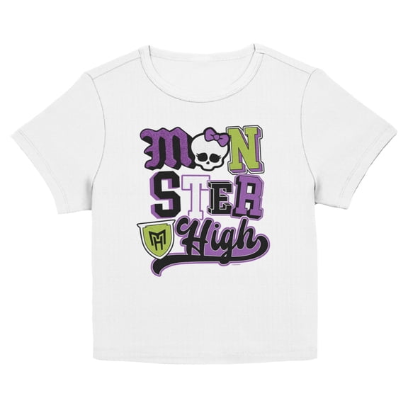 Juniors Monster High Collegiate Collage Logo T Shirt