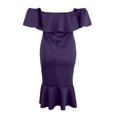 thumbnail image 3 of Vestido Ajustado con Y Hombros Descubiertos Liso para Mujer Vestido a Media Pierna con Sirena SG Baoblaze  vestido de coctel para mujer, 3 of 8