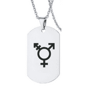 Non-binary Trans Pride Necklace Stainless Steel Transgender Symbol Lgbtq Charm Pendant Chain Trans Ally Celebration Jewelry Trans Accessories, Silver