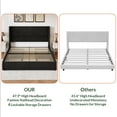thumbnail image 6 of Larmace Upholstered Corduroy Bed Frame Queen Size with 4 Storage Drawers,Platform Bed Frame with Vertical Stripe Wingback Headboard,Black, 6 of 11