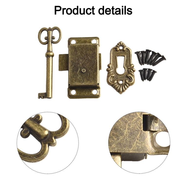 Vintage Gold Jewelry Box Lock With Key Set - Zinc Alloy, For Drawers, Cabinets & Wardrobes 3 thumbnail image