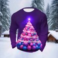 thumbnail image 2 of Bzhegqhd Mens Sweatshirts Christmas Print Waffle Knit Long Sleeve Shirt Holiday theme Round Neck Casual Top Festive Graphic Pullover Soft Breathable Tee, 2 of 4