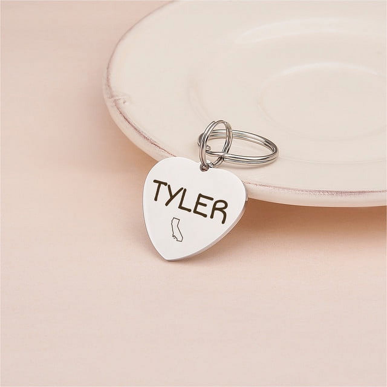 Anavia Stainless Steel Double Sided Heart Name and State Icon Engraved Dog & Cat ID Tag, Multi-color, M