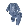 thumbnail image 2 of Baby Boy Fall Outfit Crew Neck Long Sleeve Romper and Pants, 2 of 9
