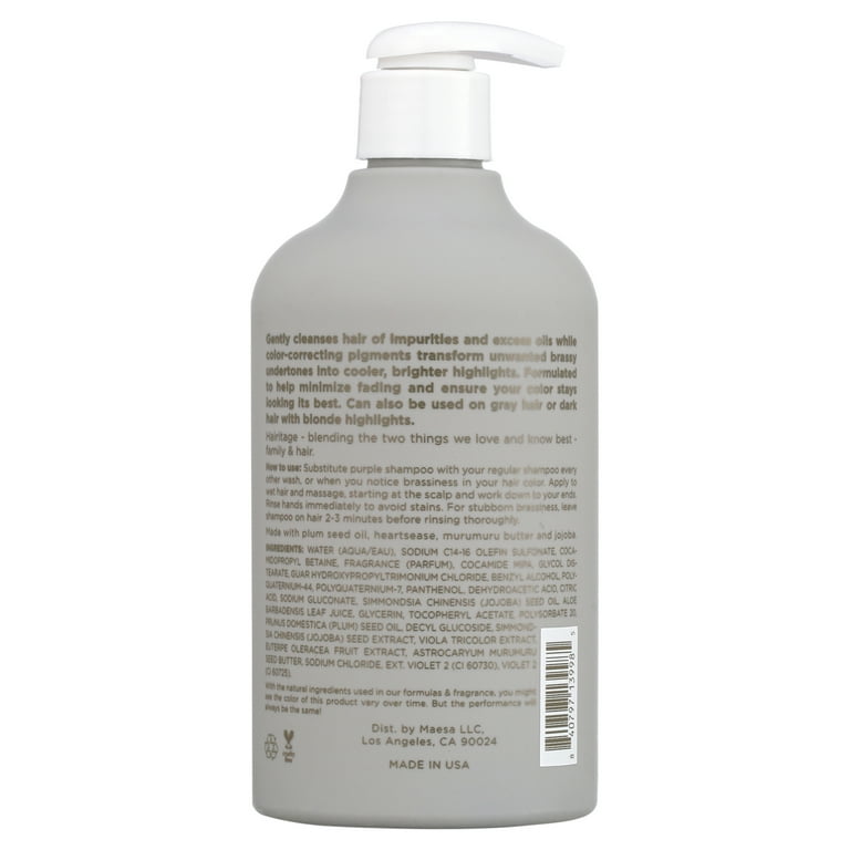 Hairitage Purple Shampoo for Blonde and Color-Treated Hair, Jojoba