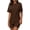 Brown, variant on PRETTYGARDEN Women's Two Piece Matching Lounge Sets Summer Casual Tops Short Sleeve Shirts Shorts Travel Airport Outfits