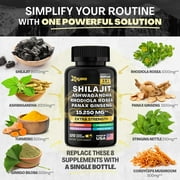Zoyava Shilajit 9000mg Supplement for Men & Women, Panax Ginseng 1500mg, Ashwagandha 2000mg, Rhodiola Rosea 1000mg, Ginkgo, Cordyceps, 120 Caps