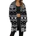 thumbnail image 2 of Jacket Women Longline Jackets Christmas Print Winter Cozy Lined Full Zip Outerwear for Cold Weather Coats for Women Black L, 2 of 5