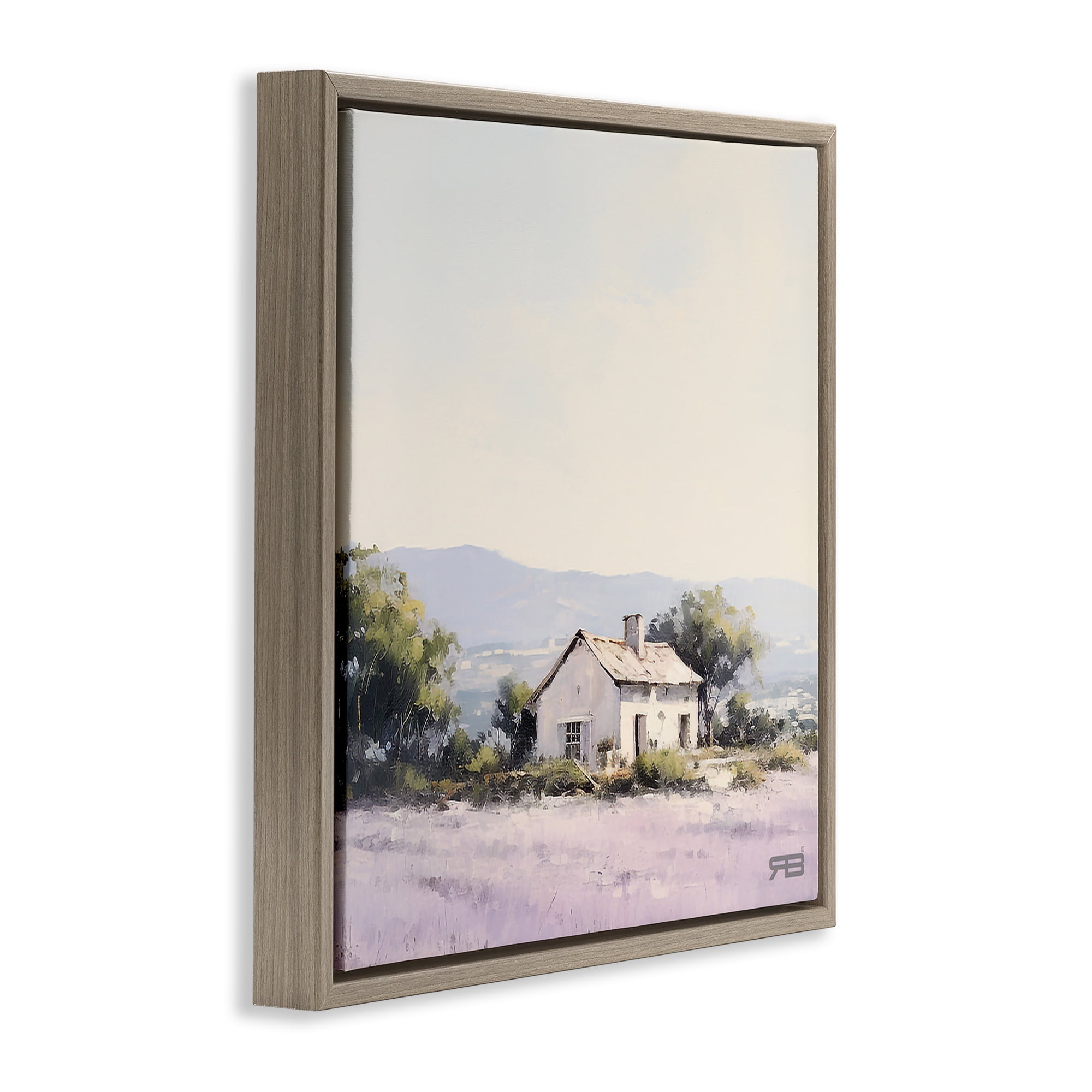 Stupell Industries Rural Farm Horizon Landscape & Nature Painting Brown Floater Framed Canvas Art Print Wall Art, 25 x 25